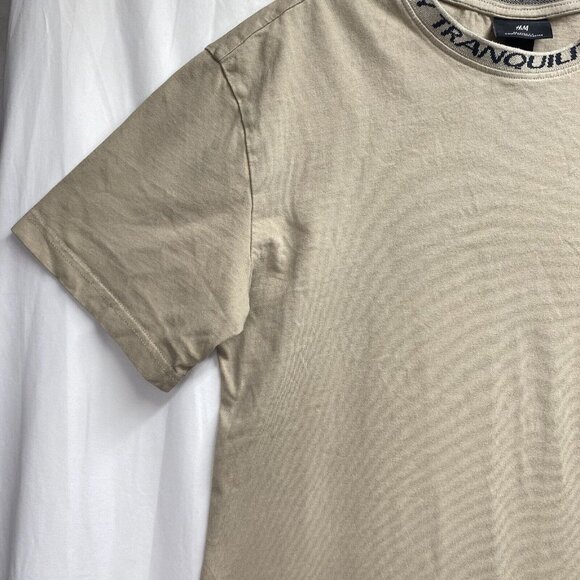 H&M Relaxed Fit Short Sleeve T-Shirt Men Small Beige 100% Cotton Crew Neck - Picture 15 of 16